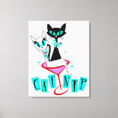 Wrapped Stretched Retro Atomic Cat CatNip Canvas Afdruk (Voorkant)