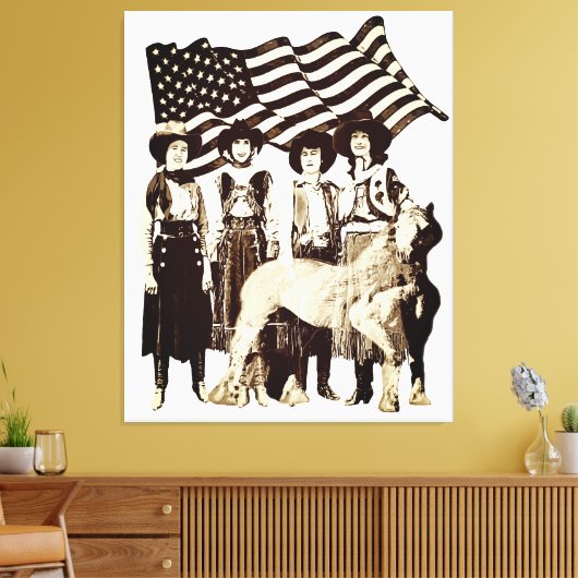 Wrapped Stretted  American Cowgirl Canvas Afdruk (Insitu (Woonkamer))