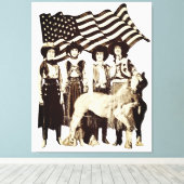 Wrapped Stretted  American Cowgirl Canvas Afdruk (Insitu (Houten vloer))