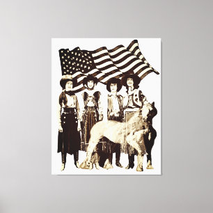 Wrapped Stretted  American Cowgirl Canvas Afdruk