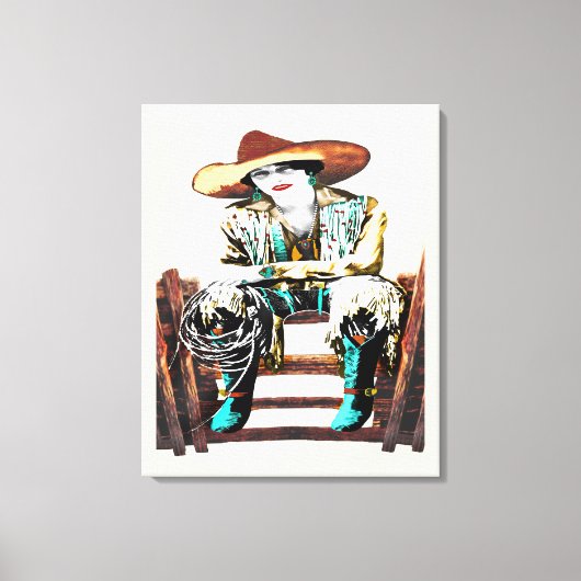 Wrapped Stretted Cowgirl Canvas Afdruk (Voorkant)