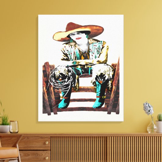 Wrapped Stretted Cowgirl Canvas Afdruk (Insitu (Woonkamer))