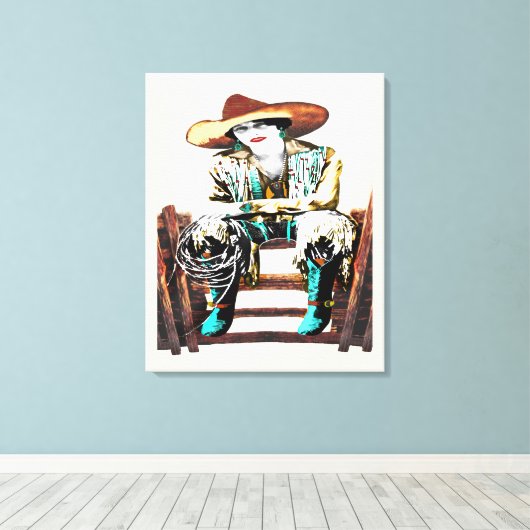 Wrapped Stretted Cowgirl Canvas Afdruk (Insitu (Houten vloer))