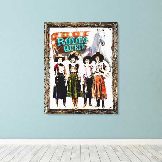Wrapped Stretted  Cowgirl Rodeo Queen Canvas Afdruk (Insitu (Houten vloer))