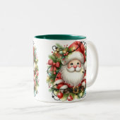 Wrapped Up Santa Tweekleurige Koffiemok (Voorkant rechts)