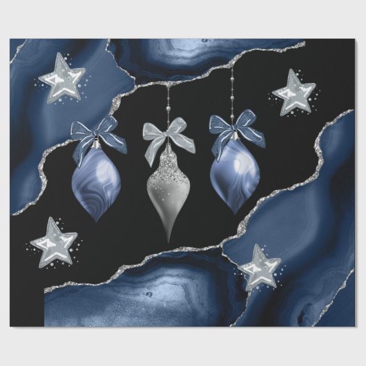 Wrappen met kerstblauw/zilver papier (Vlak)