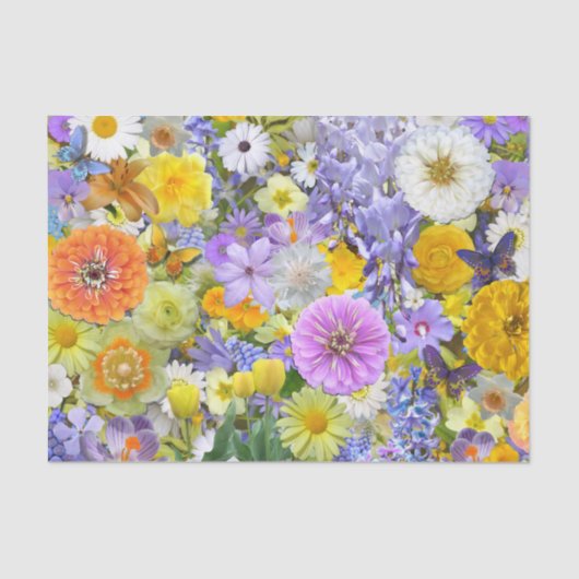 Wrappen van weefsel - Bloemen en vlinders Tissuepapier (Voorkant)