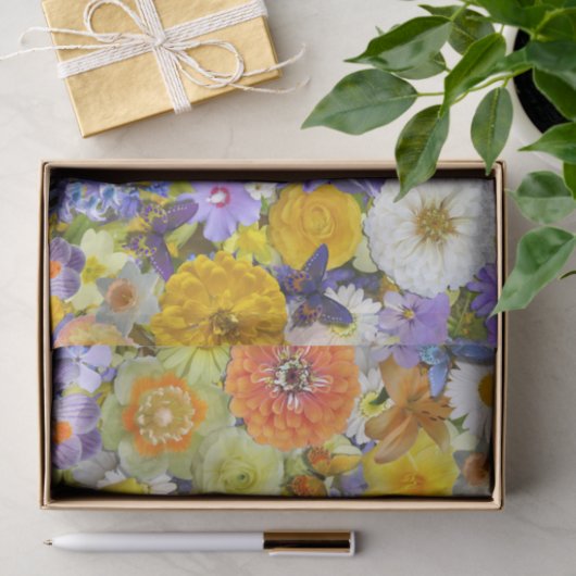 Wrappen van weefsel - Bloemen en vlinders Tissuepapier (Geschenk)