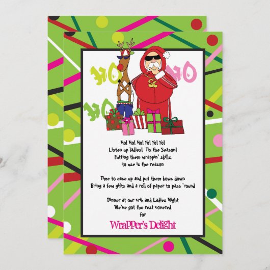 Wrapper's Delight Ghetto Fabulous Kerstparty Kaart (Voorkant / Achterkant)