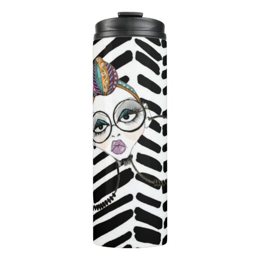 Wrapping Black & White Tumbler Thermosbeker (Voorkant)