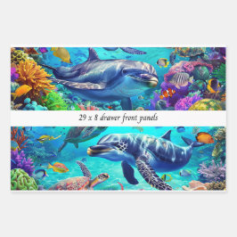 Wrapping Decoupage 3 Sea World Dolfijn Lade Inpakpapier Vel