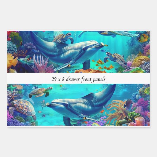 Wrapping Decoupage 3 Sea World Dolphin Drawer  Inpakpapier Vel (Voorkant 2)