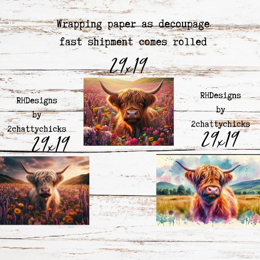 Wrapping for Decoupage 3 Whimsical Highlands Inpakpapier Vel