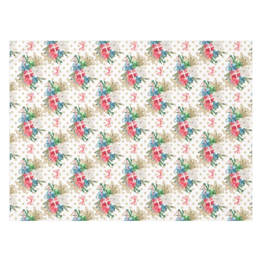 Wrapping met kerstcadeaus Gold Snowflakes Tafelkleed (Voorkant (Horizontaal))