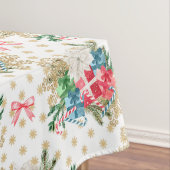 Wrapping met kerstcadeaus Gold Snowflakes Tafelkleed (Voorbeeld)