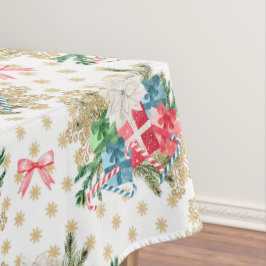 Wrapping met kerstcadeaus Gold Snowflakes Tafelkleed