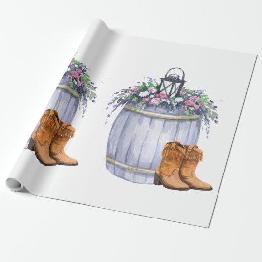 Wrapping Paper 60 lb Roll Summer Country Wedding R Cadeaupapier (Uitgerold)