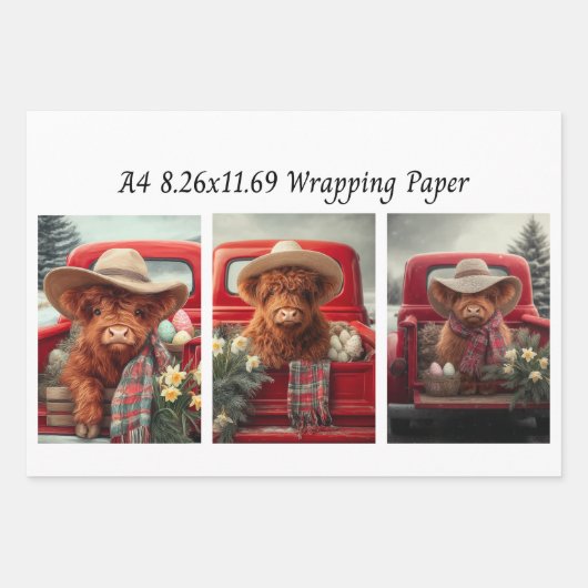 Wrapping Paper 9 A4 Designs Easter Bunny Highland  (Voorkant 3)