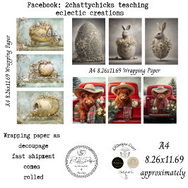 Wrapping Paper 9 A4 Designs Easter Bunny Highland 