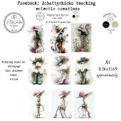 Wrapping Paper 9 A4 Designs Whimsical Cats Deco