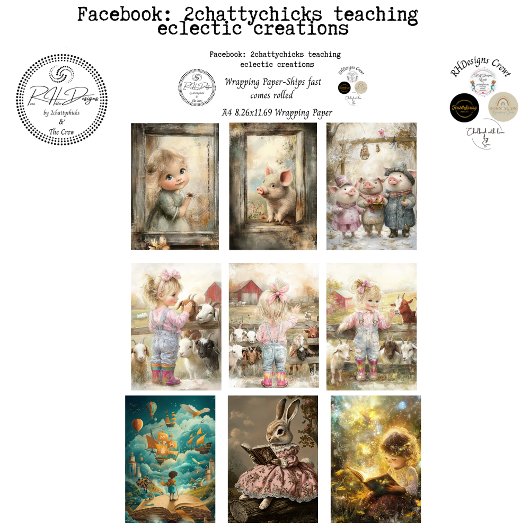 Wrapping Paper 9 A4 Storybook Designs Decoupage 