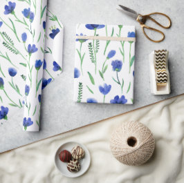 Wrapping Paper - Blue Flowers Cadeaupapier