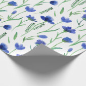 Wrapping Paper - Blue Flowers Cadeaupapier (Hoek)