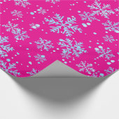 Wrapping Paper, Bright Fuchsia Snowflakes Cadeaupapier (Hoek)