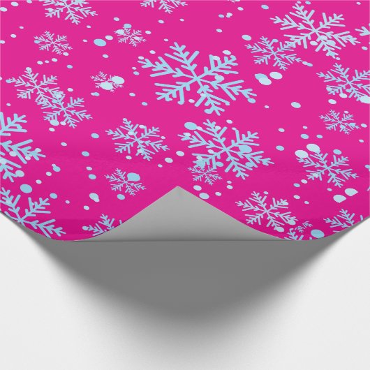 Wrapping Paper, Bright Fuchsia Snowflakes Cadeaupapier (Hoek)