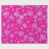 Wrapping Paper, Bright Fuchsia Snowflakes Cadeaupapier (Vlak)