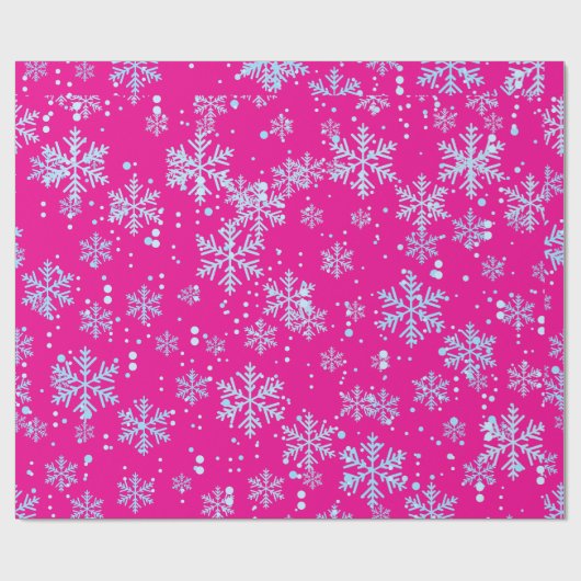 Wrapping Paper, Bright Fuchsia Snowflakes Cadeaupapier (Vlak)