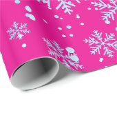 Wrapping Paper, Bright Fuchsia Snowflakes Cadeaupapier (Rol Hoek)