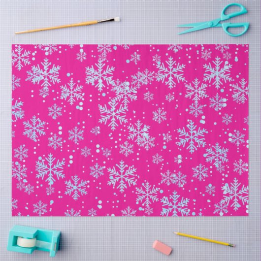 Wrapping Paper, Bright Fuchsia Snowflakes Tissuepapier (Craft)