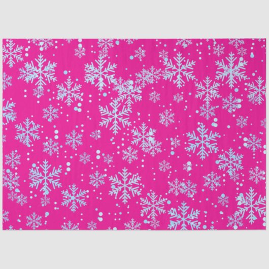 Wrapping Paper, Bright Fuchsia Snowflakes Tissuepapier (Voorkant)
