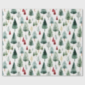 Wrapping Paper Christmas Modern Winter Trees Cadeaupapier (Vlak)