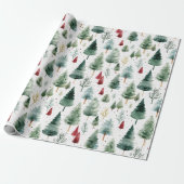 Wrapping Paper Christmas Modern Winter Trees Cadeaupapier (Uitgerold)