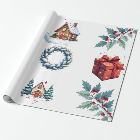 Wrapping paper - Christmas themed Cadeaupapier (Uitgerold)