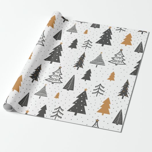 Wrapping Paper Christmas Winter Christmas Tree Cadeaupapier (Uitgerold)