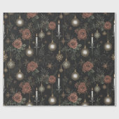 Wrapping Paper – Crimson Roses, Gold Ornaments  Cadeaupapier (Vlak)