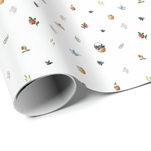 Wrapping Paper - Cute Kids Forest Picnic Pattern Cadeaupapier (Rol Hoek)