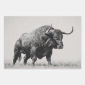 Wrapping Paper Decoupage Black White Bulls Western (Voorkant 3)