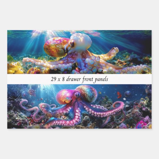 Wrapping Paper Decoupage Sea World Octopus Drawers (Voorkant)