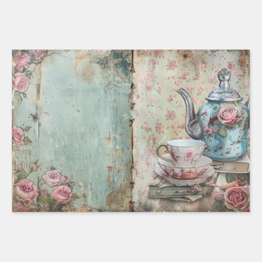 Wrapping Paper – Decoupage Shabby Chic Tea Florals (Voorkant 2)