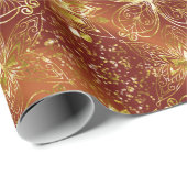 Wrapping Paper - Elegant Copper Gold Florals Cadeaupapier (Rol Hoek)