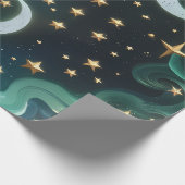 Wrapping Paper - Emerald Green Celestial Moon Cadeaupapier (Hoek)