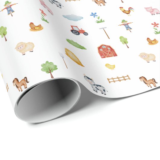 Wrapping Paper - Farm Life Animals & Elements. Cadeaupapier (Rol Hoek)