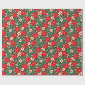 Wrapping paper for Christmas with red poinsettia. Cadeaupapier (Vlak)