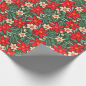 Wrapping paper for Christmas with red poinsettia. Cadeaupapier (Hoek)