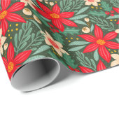 Wrapping paper for Christmas with red poinsettia. Cadeaupapier (Rol Hoek)