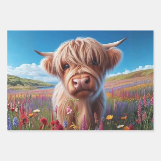 Wrapping Paper for Decoupage 3 Highland Cows  (Voorkant)